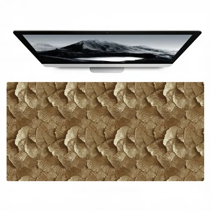 Organisch - Patroon - Bladeren - Goud Muismat XXL klein 681 -zzz3d