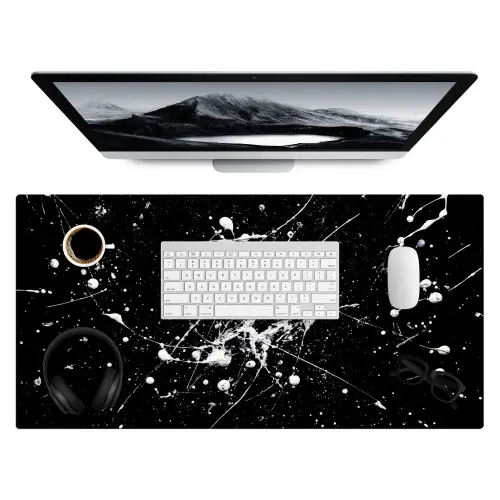 Verfspatten - Wit - Abstract - Explosie Muismat XXL klein -3d
