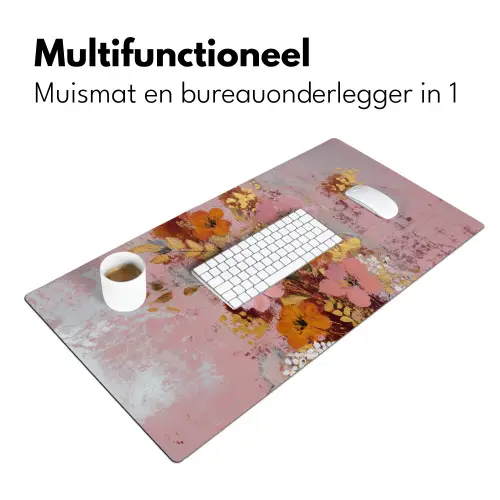 Schilderij - Bloemen - Rustiek - Roze Muismat XXL klein -sfeer4
