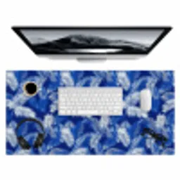 Palmblad - Patroon - Blauw Muismat XXL klein 681 -3d