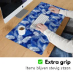 Palmblad - Patroon - Blauw Muismat XXL klein 681 -sfeer3