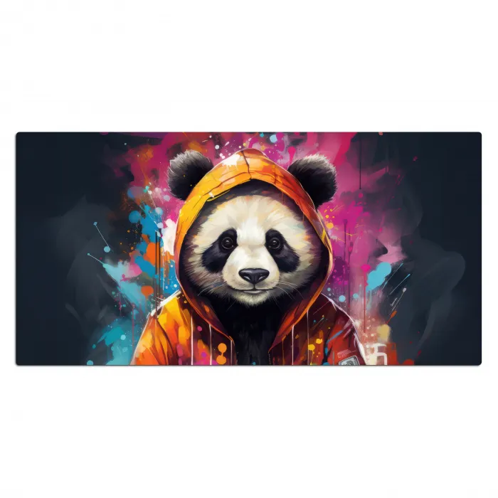 Panda - Jas - Graffiti - Oranje Muismat XXL klein -3d_leeg