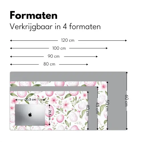 Patroon - Eieren - Roze - Pasen Muismat XXL klein -sfeer5