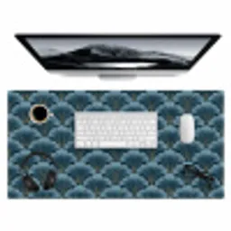 Patroon - Ginkgoblad - Blauw Muismat XXL klein 681 -3d