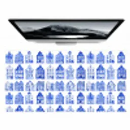 Patroon - Huizen - Blauw Muismat XXL klein 681 -zzz3d