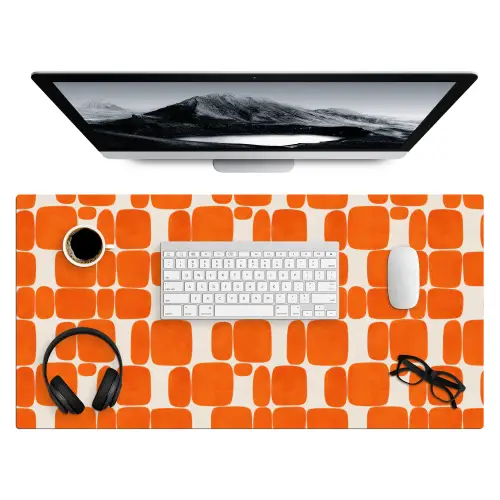 Patroon - Retro - Oranje Muismat XXL klein 681 -3d