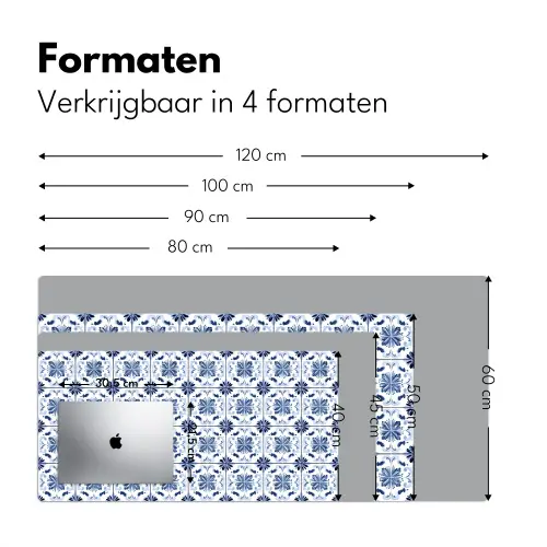 Patroon - Tegel - Blauw Muismat XXL klein 681 -sfeer5