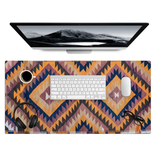 Perzisch Tapijt - Patronen - Oranje Muismat XXL klein -3d