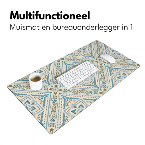 Perzisch Tapijt - Vloerkleed - Patronen - Blauw Muismat XXL klein -sfeer4