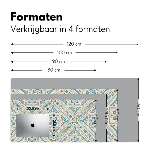 Perzisch Tapijt - Vloerkleed - Patronen - Blauw Muismat XXL klein -sfeer5