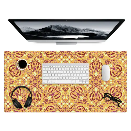 Perzisch Tapijt - Vloerkleed - Patronen - Oranje Muismat XXL klein -3d