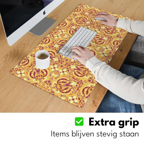 Perzisch Tapijt - Vloerkleed - Patronen - Oranje Muismat XXL klein -sfeer3