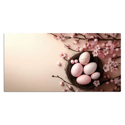 Roze - Bloesems - Eieren Muismat XXL klein -3d_leeg