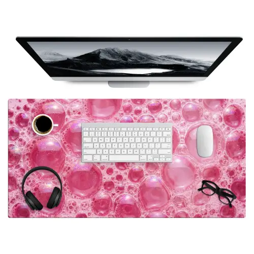 Roze - Schuim - Bubbels Muismat XXL klein -3d