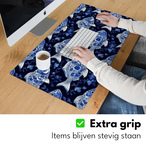 Vissen - Bloemen - Blauw Muismat XXL klein 681 -sfeer3