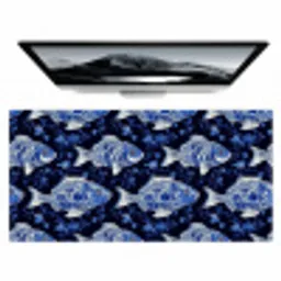 Vissen - Bloemen - Blauw Muismat XXL klein 681 -zzz3d
