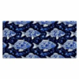 Vissen - Bloemen - Blauw Muismat XXL klein 681 -3d_leeg
