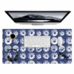 Borden - Floraal - Blauw Muismat XXL klein 681 -3d
