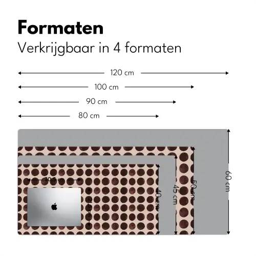 Stippen - Patroon - Bruin Muismat XXL klein 681 -sfeer5