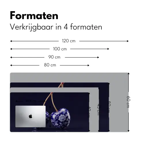 Porselein- Kersen - Delfts - Blauw Muismat XXL klein -sfeer5