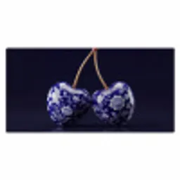 Porselein- Kersen - Delfts - Blauw Muismat XXL klein -3d_leeg