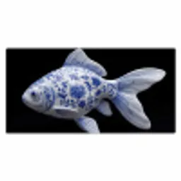 Porselein - Goudvis - Delfts - Blauw Muismat XXL klein -3d_leeg