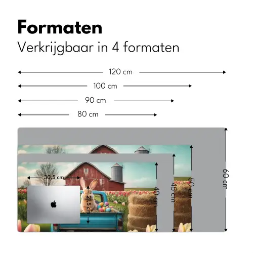 Konijn - Boerderij - Eieren Muismat XXL klein -sfeer5