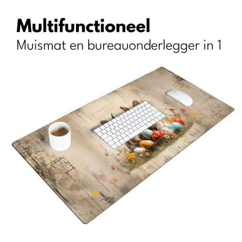 Konijnen - Bloemen - Eieren Muismat XXL klein -sfeer4