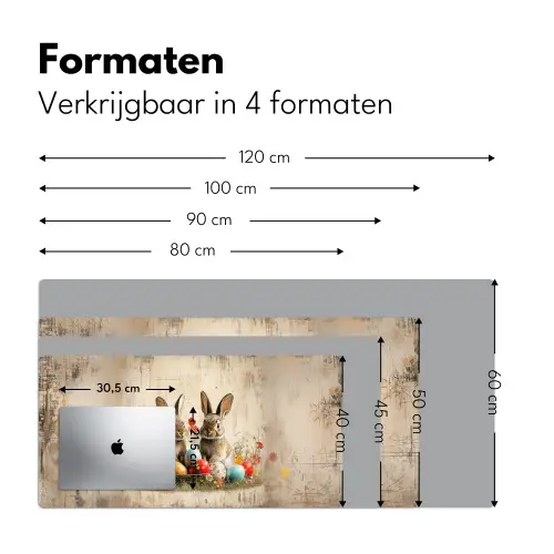 Konijnen - Bloemen - Eieren Muismat XXL klein -sfeer5