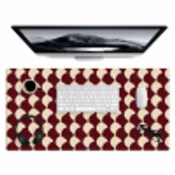 Rood - Tegelpatroon - Crème Muismat XXL klein 681 -3d