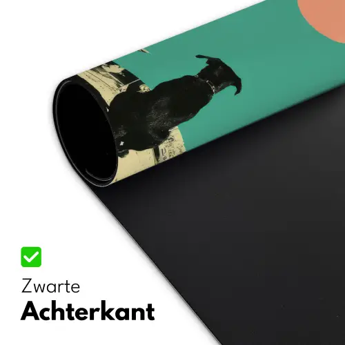 Retro - Jongen - Hond - Rood - Groen Muismat XXL klein -sfeer2
