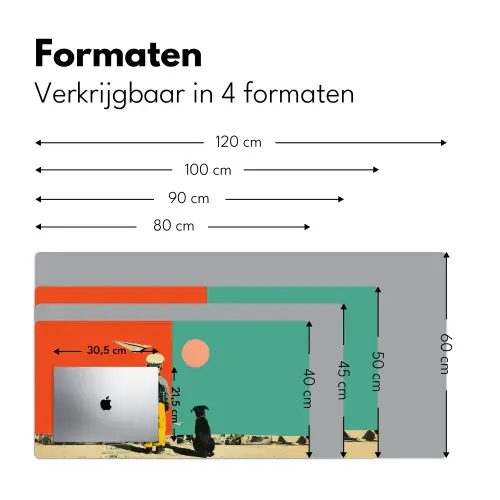 Retro - Jongen - Hond - Rood - Groen Muismat XXL klein -sfeer5
