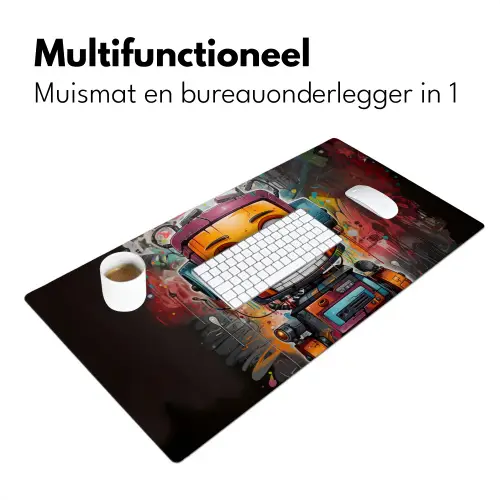 Robot - Graffiti - Oranje - Kleuren Muismat XXL klein -sfeer4