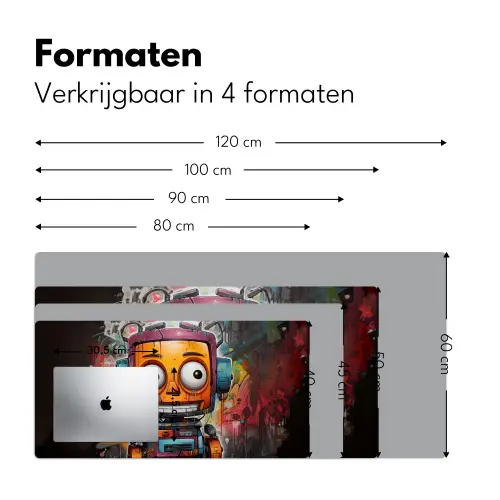Robot - Graffiti - Oranje - Kleuren Muismat XXL klein -sfeer5