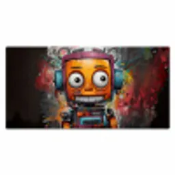 Robot - Graffiti - Oranje - Kleuren Muismat XXL klein -3d_leeg