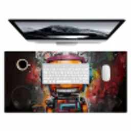 Robot - Graffiti - Oranje - Kleuren Muismat XXL klein -3d