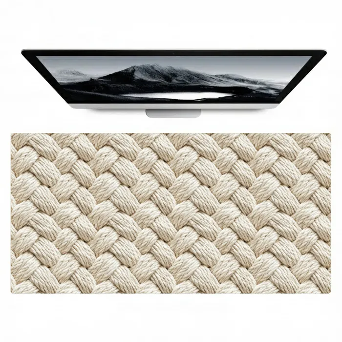 Touw - Gebreid - Beige Muismat XXL klein 681 -zzz3d