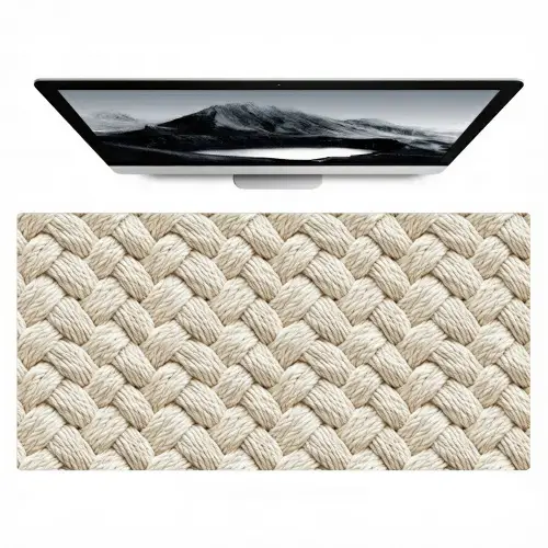 Touw - Gebreid - Beige Muismat XXL klein 681 -zzz3d