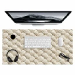Touw - Gebreid - Beige Muismat XXL klein 681 -3d
