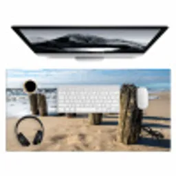 Zand - Strand - Paal - Water - Zomer Muismat XXL klein -3d