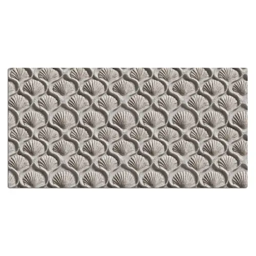 Zand - Schelpenvorm - Grijs Muismat XXL klein 681 -3d_leeg
