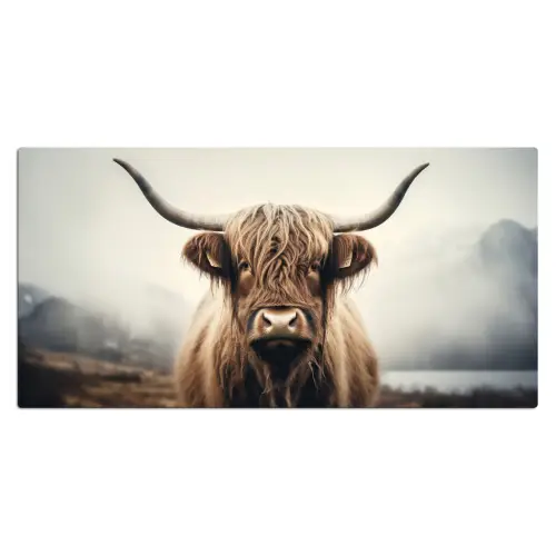 Schotse hooglander - Hoorns - Landschap Muismat XXL klein -3d_leeg