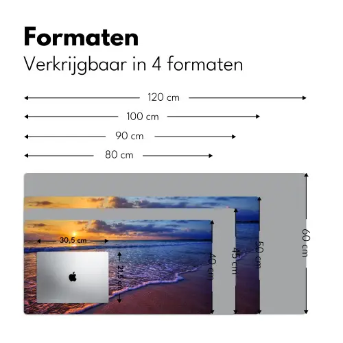 Zee - Strand - Zonsondergang - Wolken - Horizon Muismat XXL klein -sfeer5