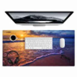 Zee - Strand - Zonsondergang - Wolken - Horizon Muismat XXL klein -3d