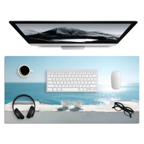 Zee - Koffiekopjes - Zomers Muismat XXL klein -3d