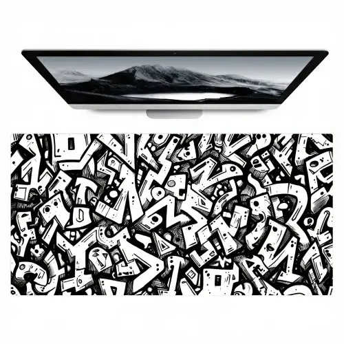 Vormen - Letters - Graffiti - Zwart Muismat XXL klein -zzz3d
