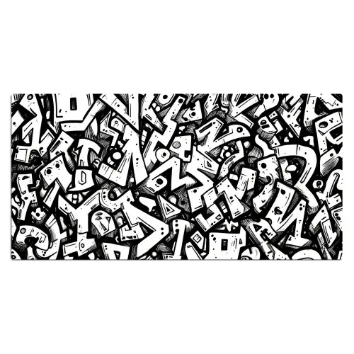 Vormen - Letters - Graffiti - Zwart Muismat XXL klein -3d_leeg