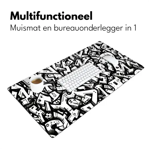 Vormen - Letters - Graffiti - Zwart Muismat XXL klein -sfeer4