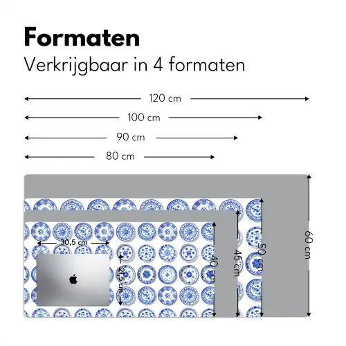 Borden - Bloemen - Patroon - Blauw Muismat XXL klein 681 -sfeer5