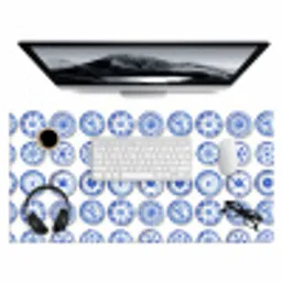 Borden - Bloemen - Patroon - Blauw Muismat XXL klein 681 -3d